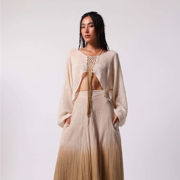 STUDIO TIA - DELILAH MACRAME TOP - UNDYED /CURRY - Picture 1 of 8